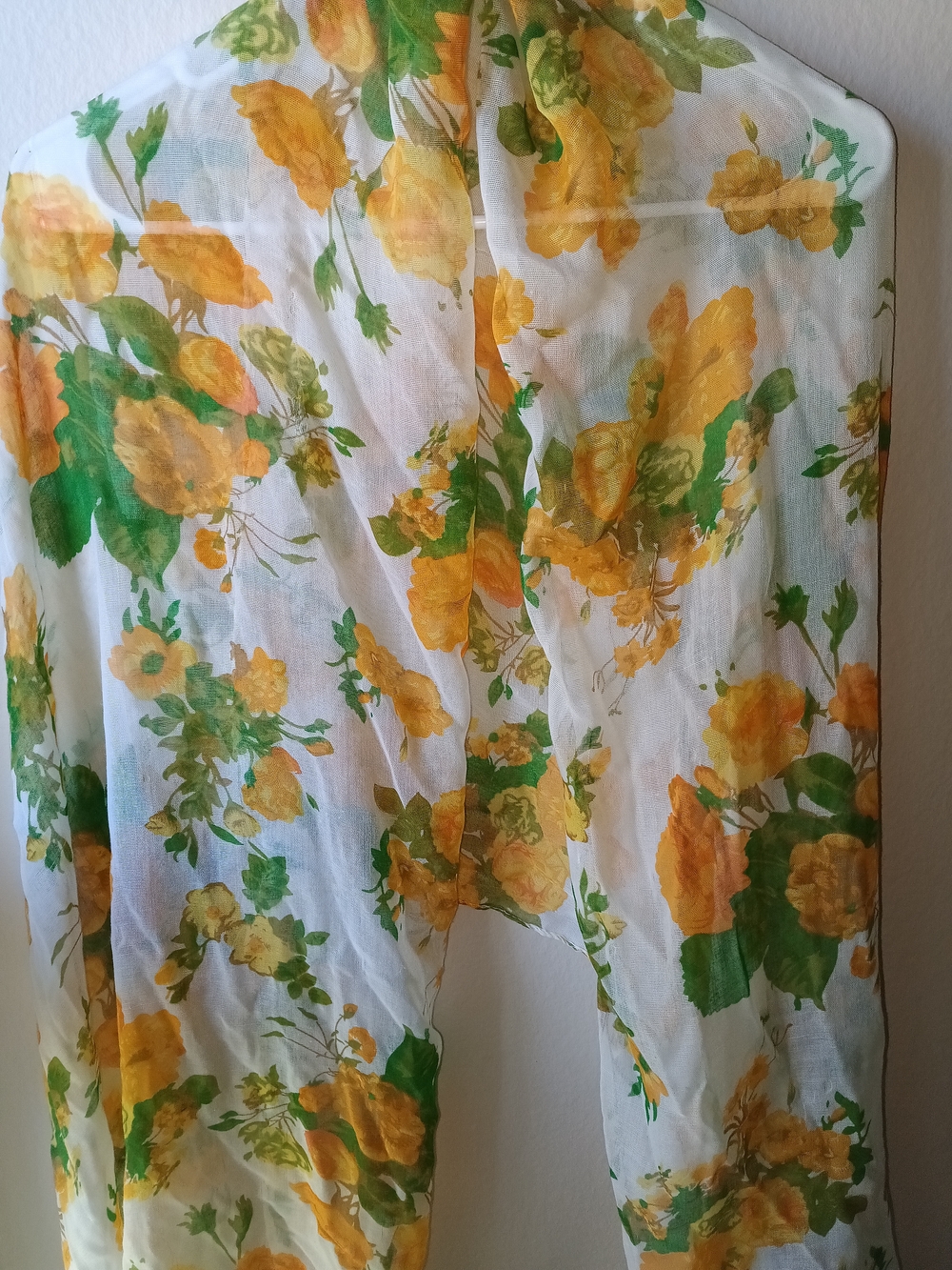 Sheer Floral Scarf in Yellow and Green